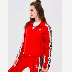 Adidas Red Floral Track Jacket